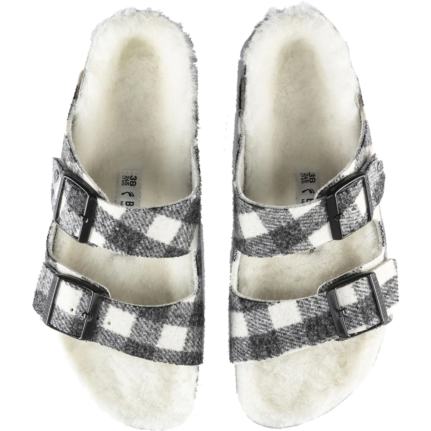 Women's Birkenstock Arizona Shearling Plaid White Natural Wool