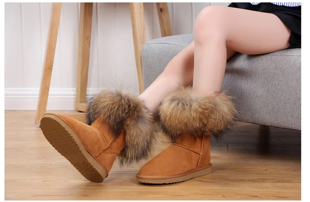 Women's Fox Fur Snow Boots kay