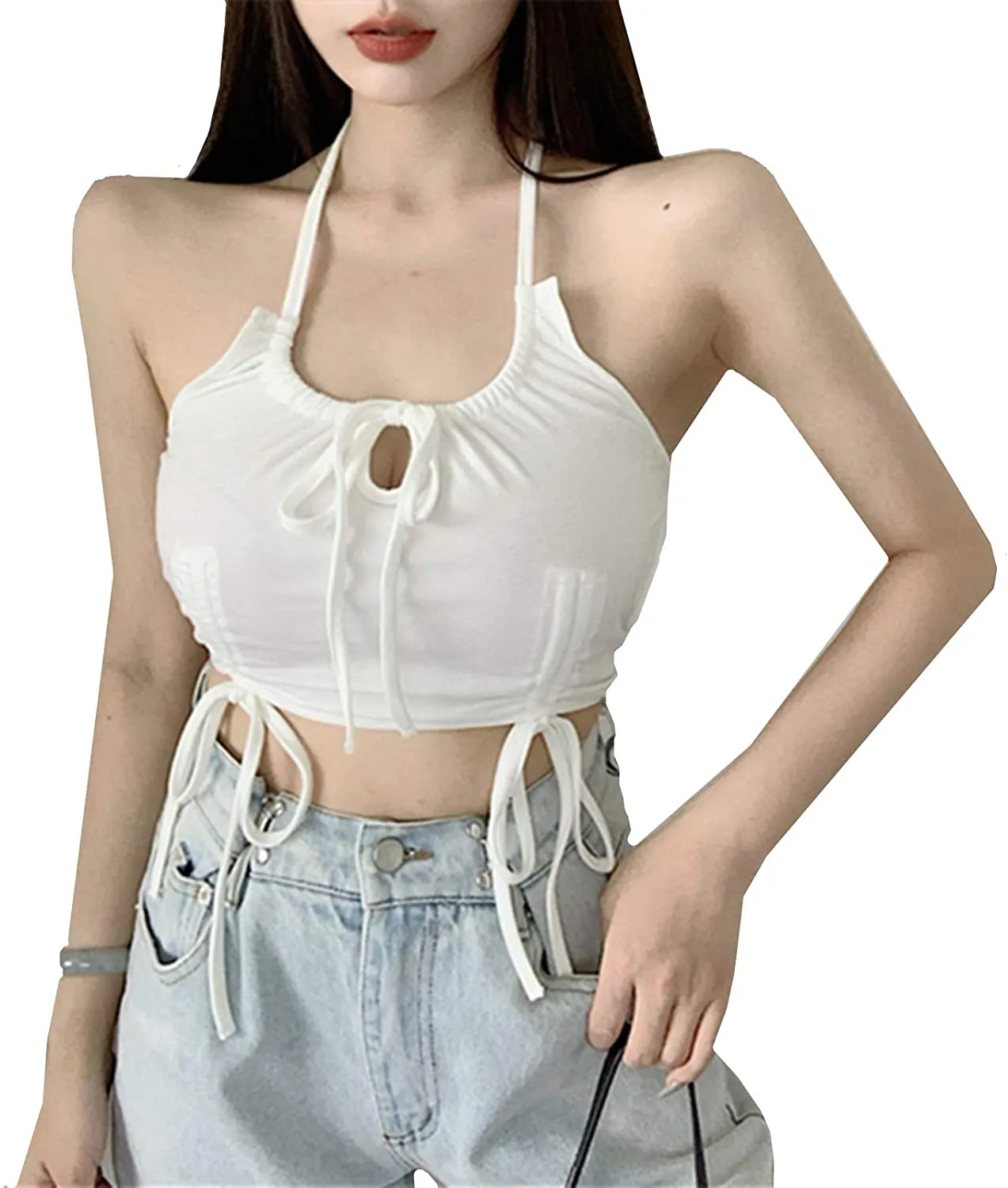 Women's Sleeveless Camisole Tanks Top Girls Teens Fashion Spaghetti Strap Crop Top