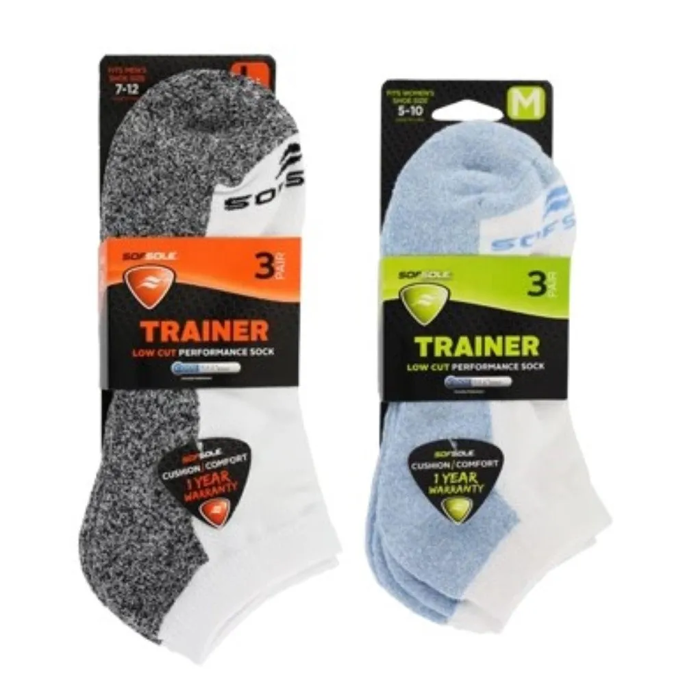 Womens Sof Sole Trainer Cushion 3pk Socks