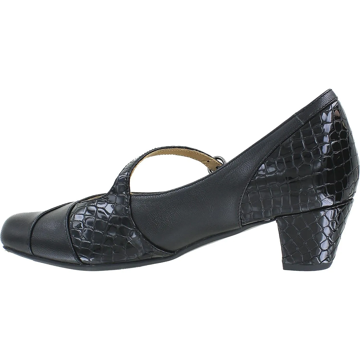 Women's Ziera Violet Black Leather/Croc Patent