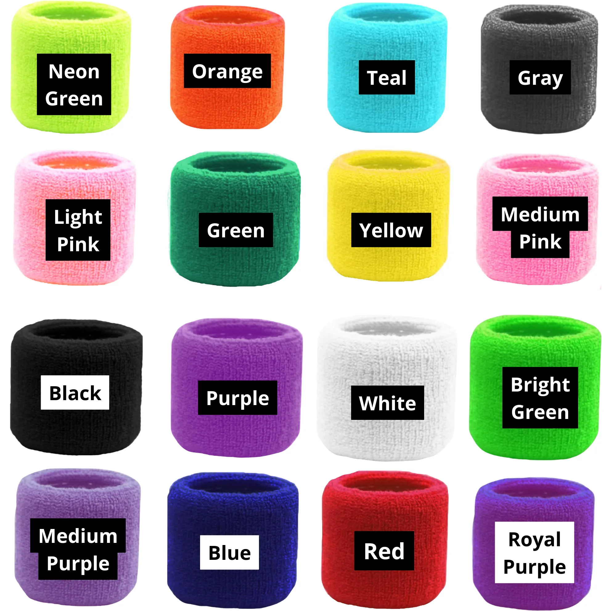 Wrist Sweatbands Soft Terry Cotton Sweatband 2 Wristbands You Pick Colors & Quantities