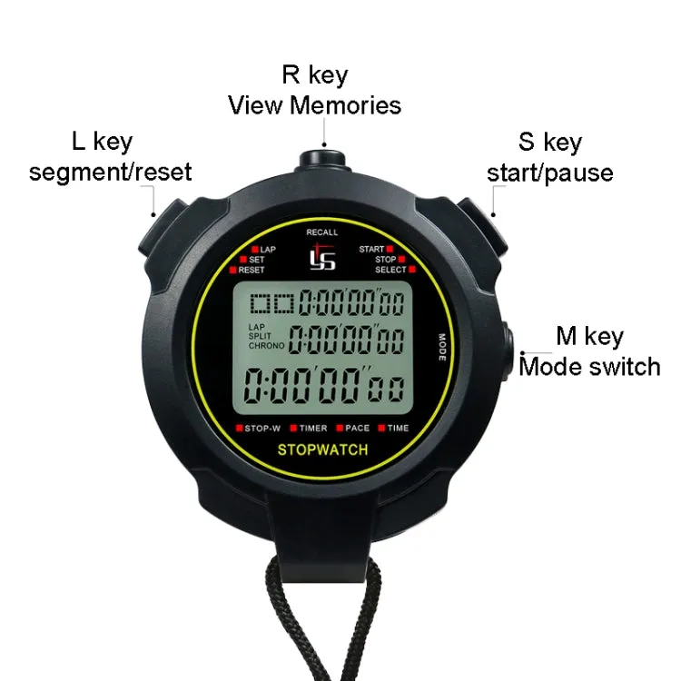 YS Stopwatch Timer Training Fitness Competition Stopwatch, Style: YS-7120 120 Memories(Black)