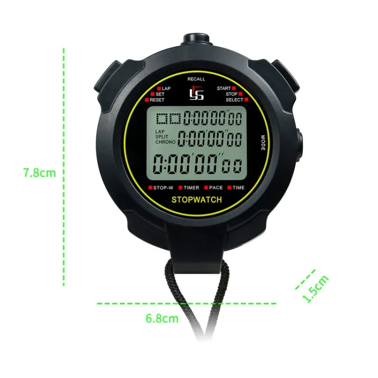 YS Stopwatch Timer Training Fitness Competition Stopwatch, Style: YS-7120 120 Memories(Black)