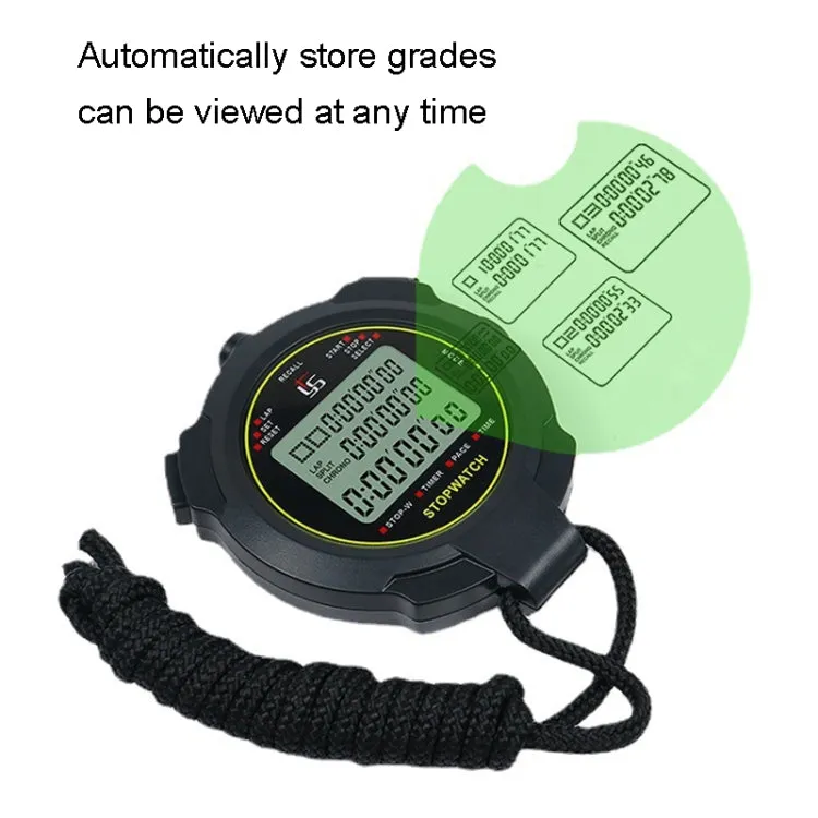 YS Stopwatch Timer Training Fitness Competition Stopwatch, Style: YS-7120 120 Memories(Black)