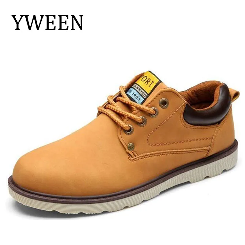 YWEEN Hot Sale Casual Shoes Men Spring Autumn Waterproof Solid Lace-up Man Fashion Flat With Pu Leather Shoe